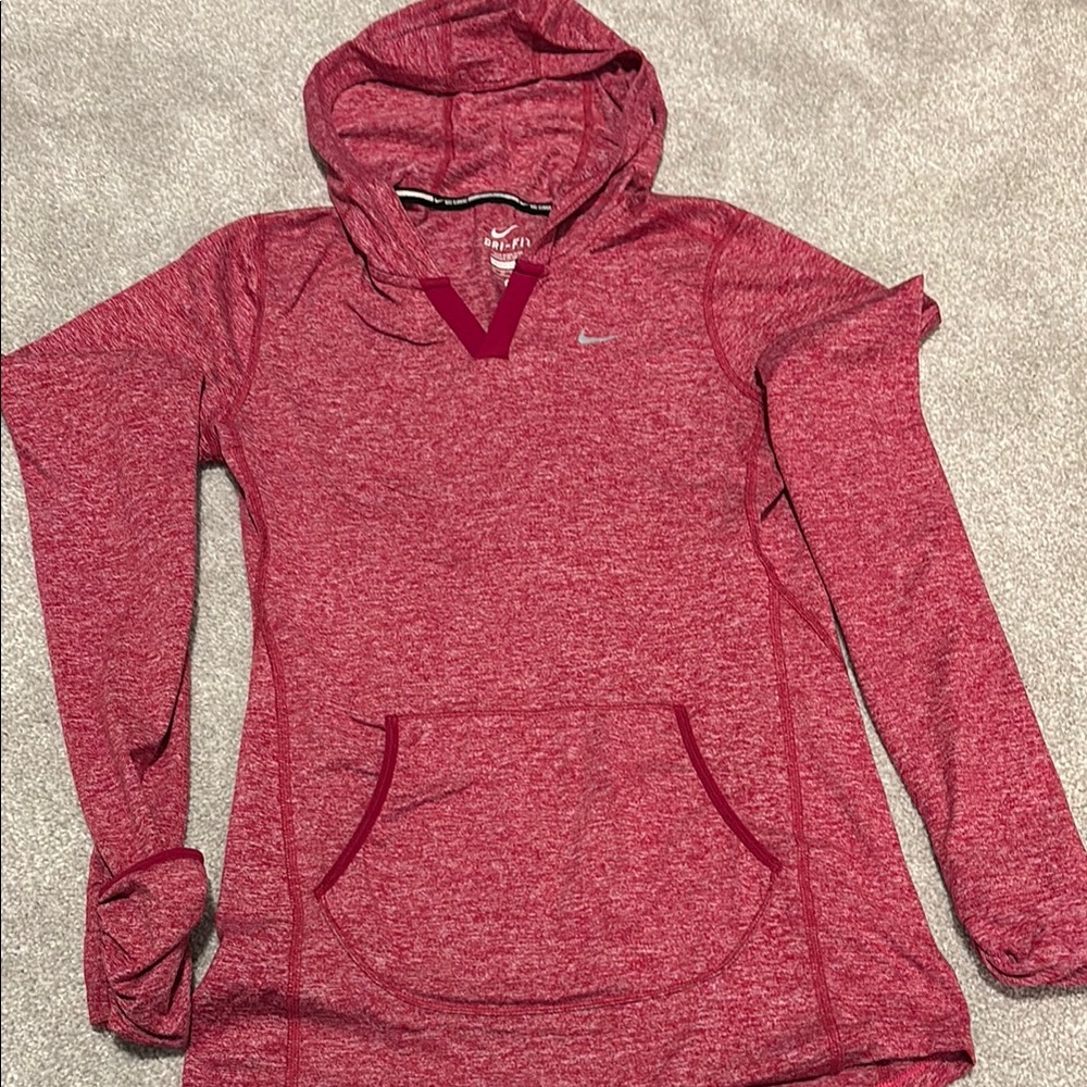 Nike Women's Red running long sleeve with hood